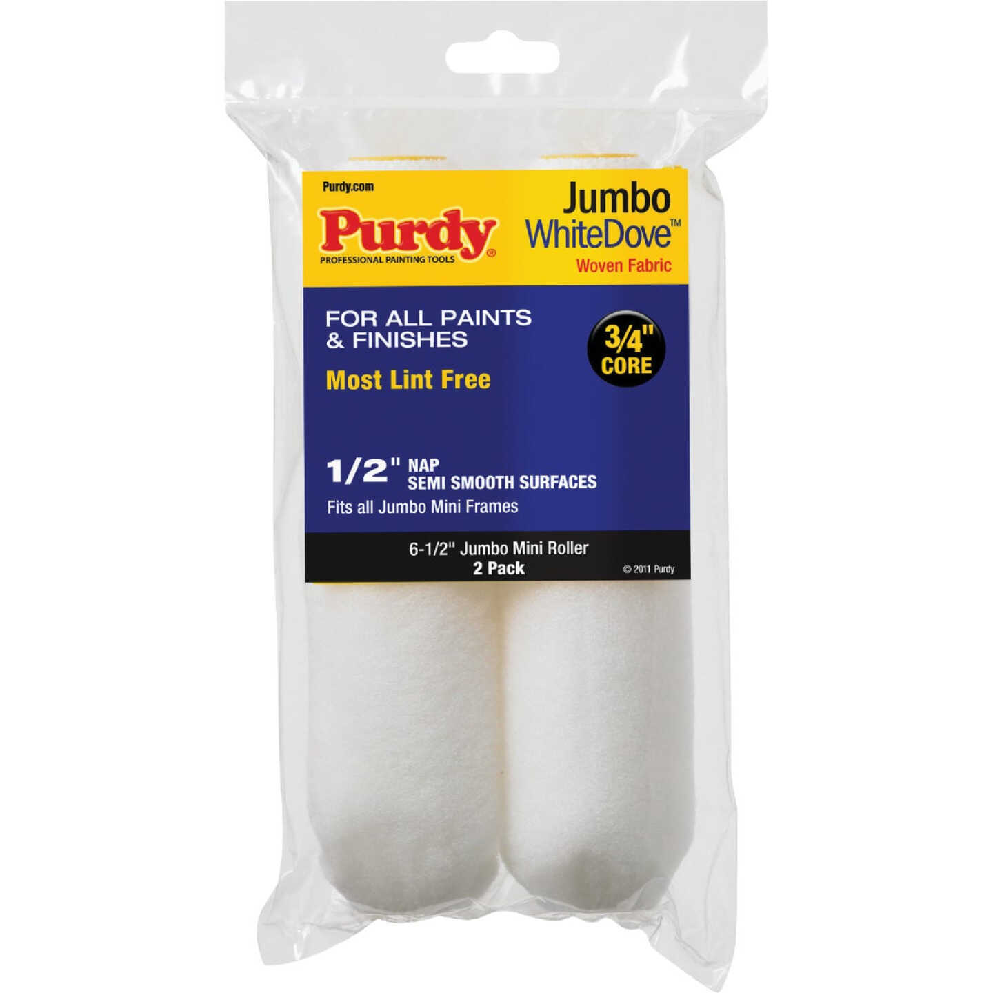 Purdy White Dove 6-1/2 In. x 1/2 In. Jumbo Mini Woven Fabric Roller Cover (2-Pack) Image 1