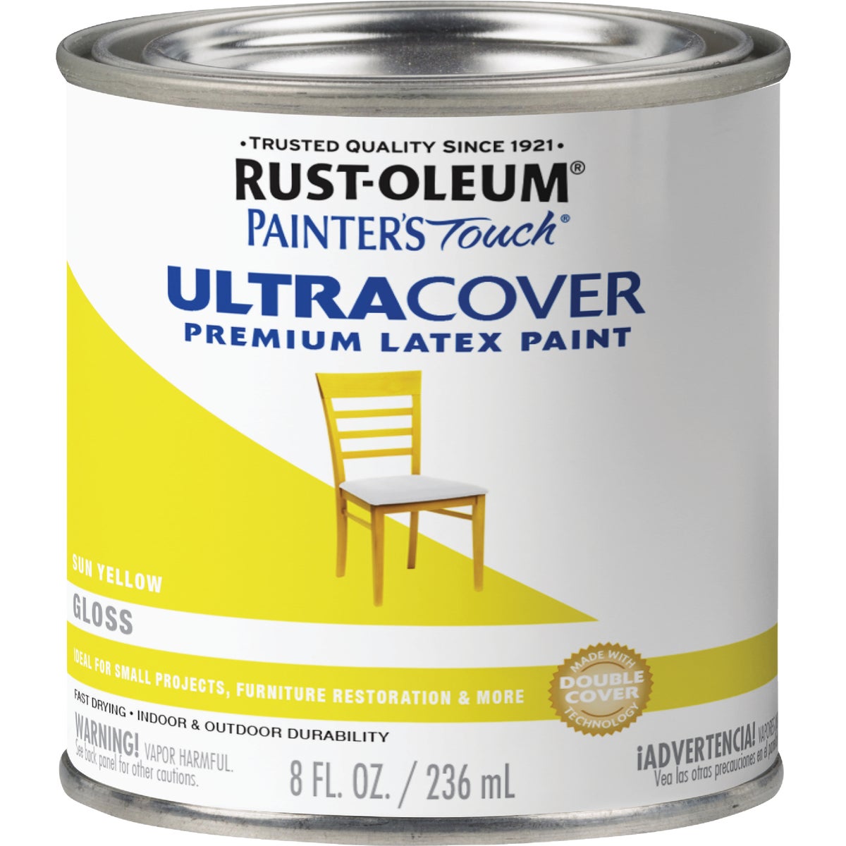 Rust-Oleum Painter's Touch 2X Ultra Cover Premium Latex Paint, Gloss Sun Yellow, 1/2 Pt. Image 7