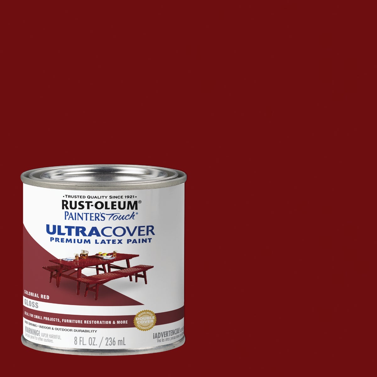 Rust-Oleum Painter's Touch 2X Ultra Cover Premium Latex Paint, Gloss Colonial Red, 1/2 Pt.