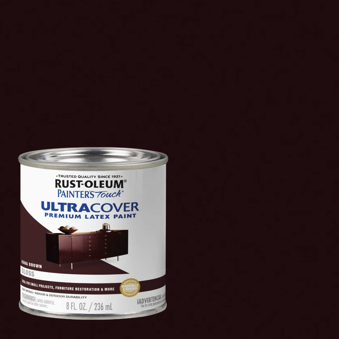 Rust-Oleum Painter's Touch 2X Ultra Cover Premium Latex Paint, Gloss Kona Brown, 1/2 Pt. Image 1