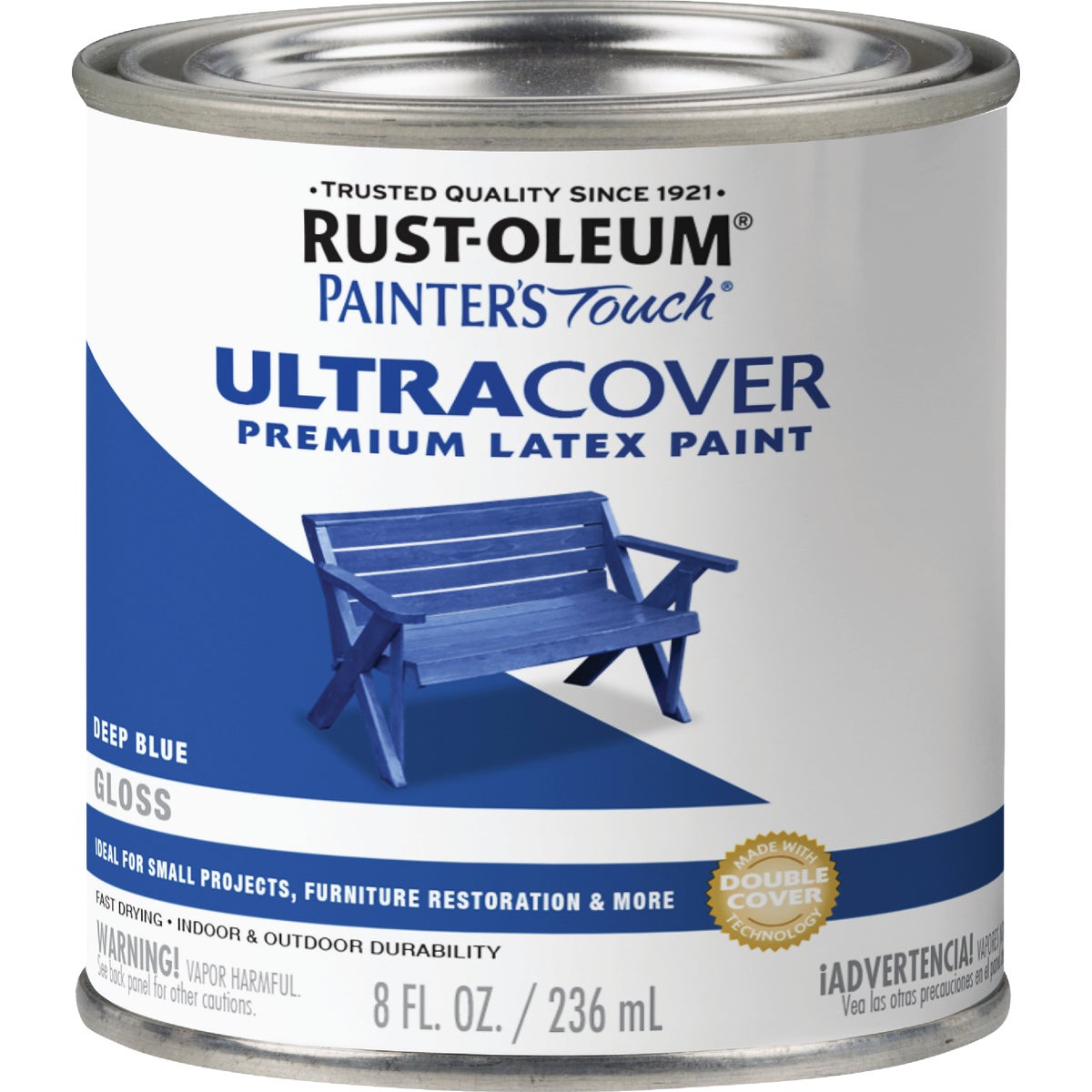 Rust-Oleum Painter's Touch 2X Ultra Cover Premium Latex Paint, Gloss Deep Blue, 1/2 Pt. Image 7