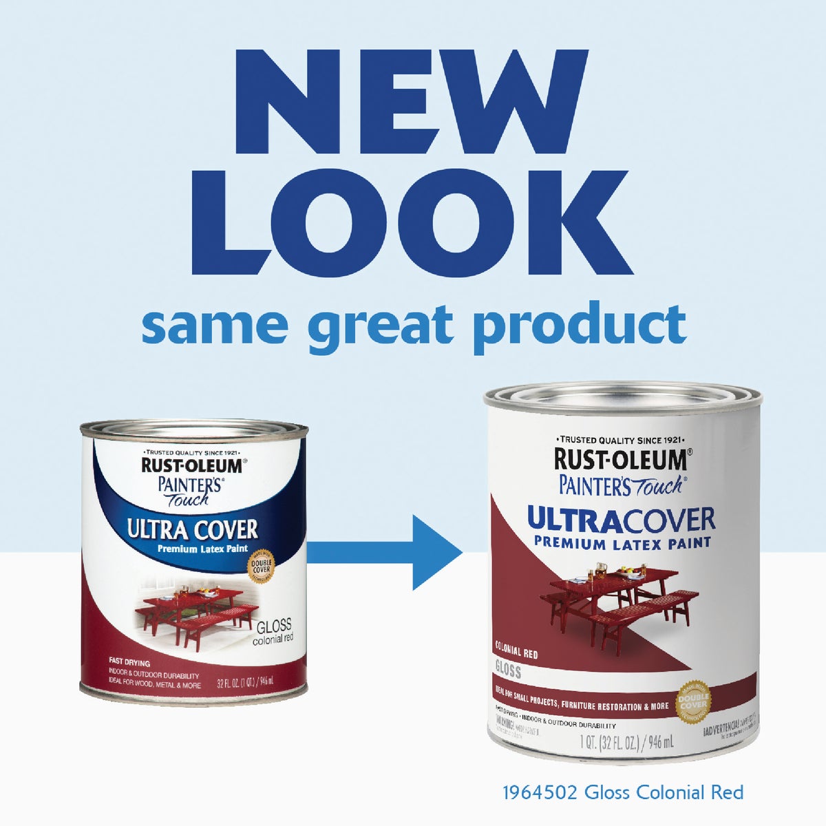 Rust-Oleum Painter's Touch 2X Ultra Cover Premium Latex Paint, Gloss Colonial Red, 1 Qt. Image 2
