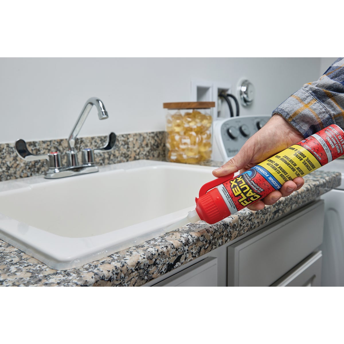 Flex Caulk 6.5 Oz. Clear Silicone Caulk Cartridge With Adjustable Nozzle Image 4