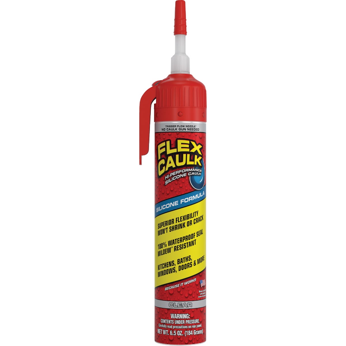 Flex Caulk 6.5 Oz. Clear Silicone Caulk Cartridge With Adjustable Nozzle