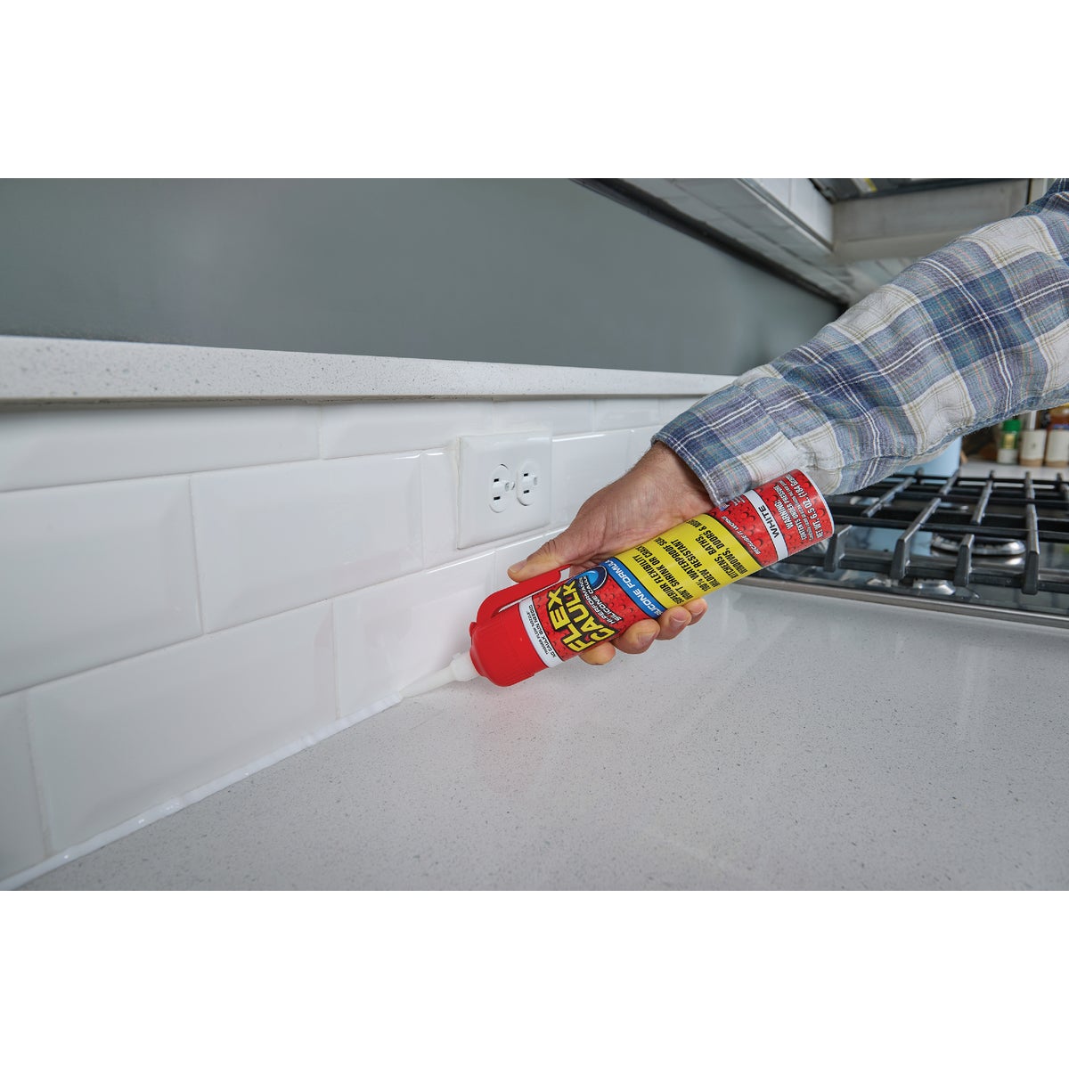 Flex Caulk 6.5 Oz. White Silicone Caulk Cartridge With Adjustable Nozzle Image 4