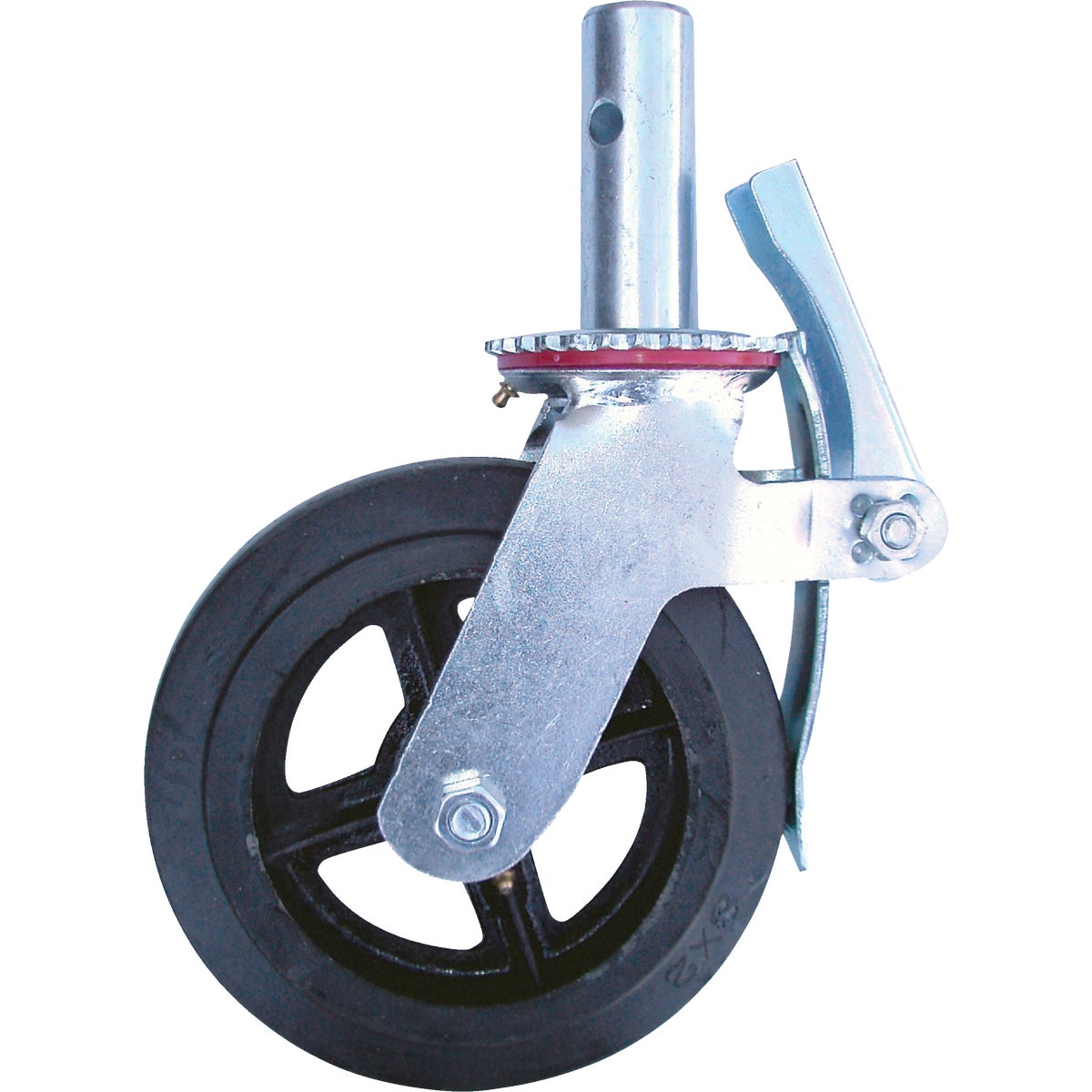8-inch Cast Iron and Rubber Heavy-Duty Caster Wheels with Double-Lock Locking Pedal