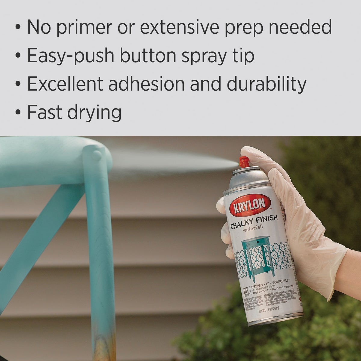 Krylon CHALKY FINISH 12 Oz. Ultra Matte Chalk Spray Paint, Classic White Image 6