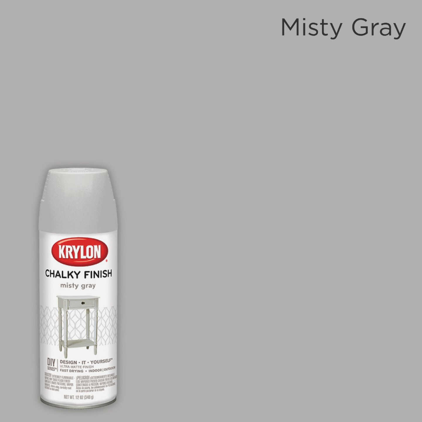 Krylon CHALKY FINISH 12 Oz. Ultra Matte Chalk Spray Paint, Misty Gray Image 6