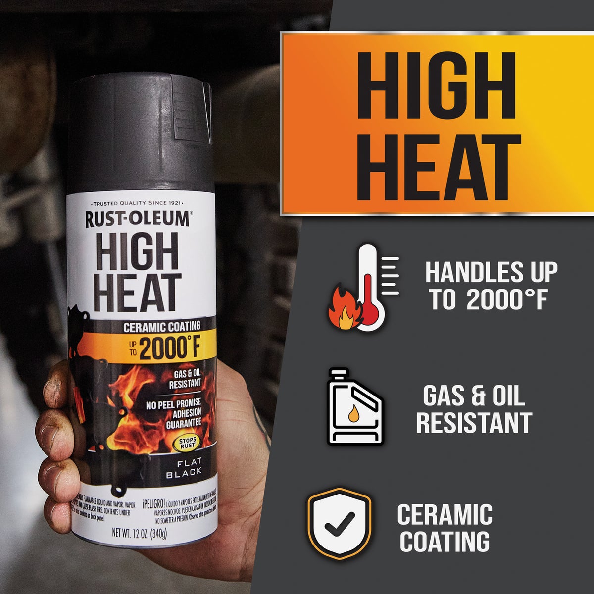 Rust-Oleum Stops Rust Flat Black 12 Oz. High Heat Spray Paint Image 2