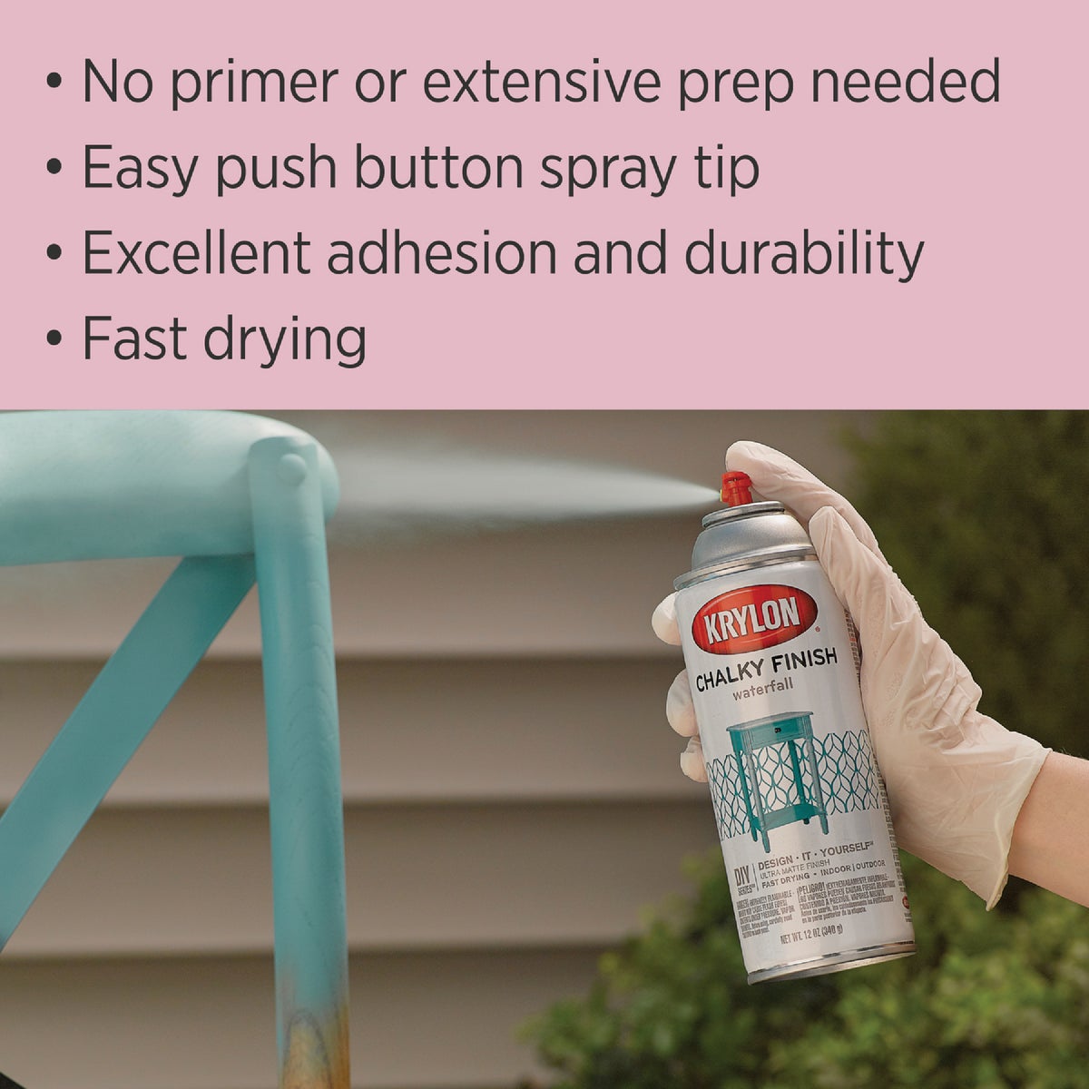 Krylon CHALKY FINISH 12 Oz. Ultra Matte Chalk Spray Paint, Bonnet Pink Image 3