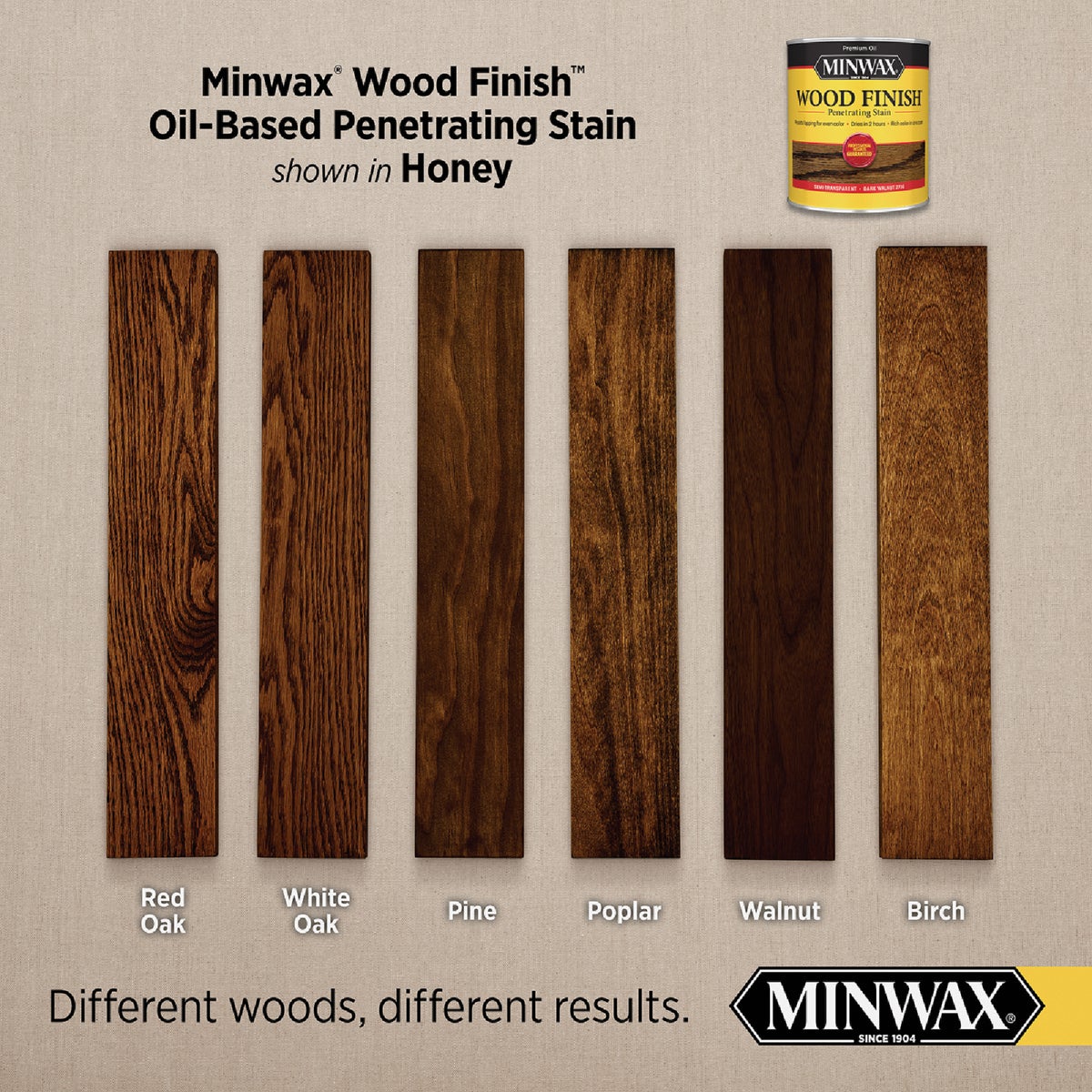 Minwax Wood Finish Penetrating Stain, Honey, 1/2 Pt. Image 2