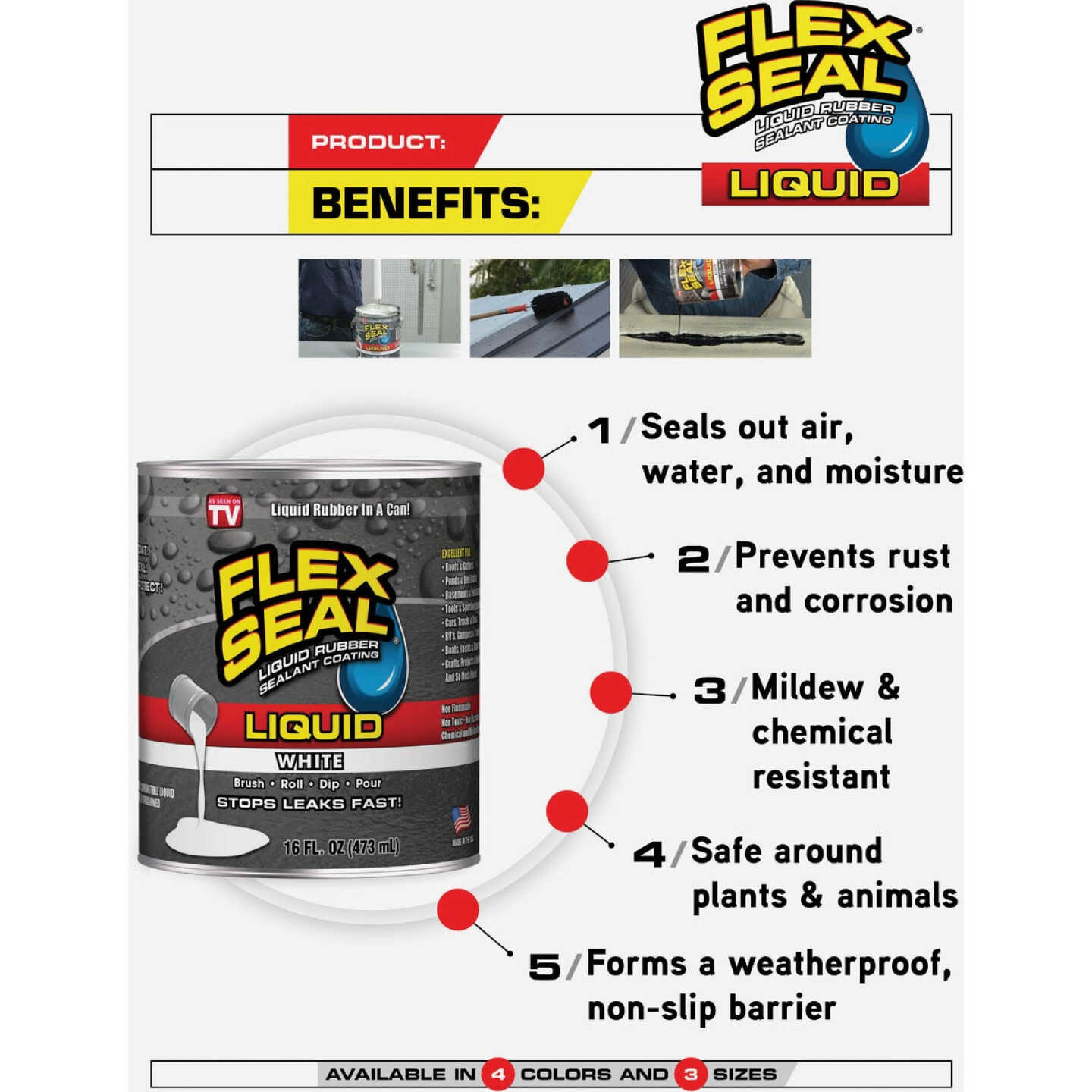 FLEX SEAL 1 Pt. Liquid Rubber Sealant, White Image 5