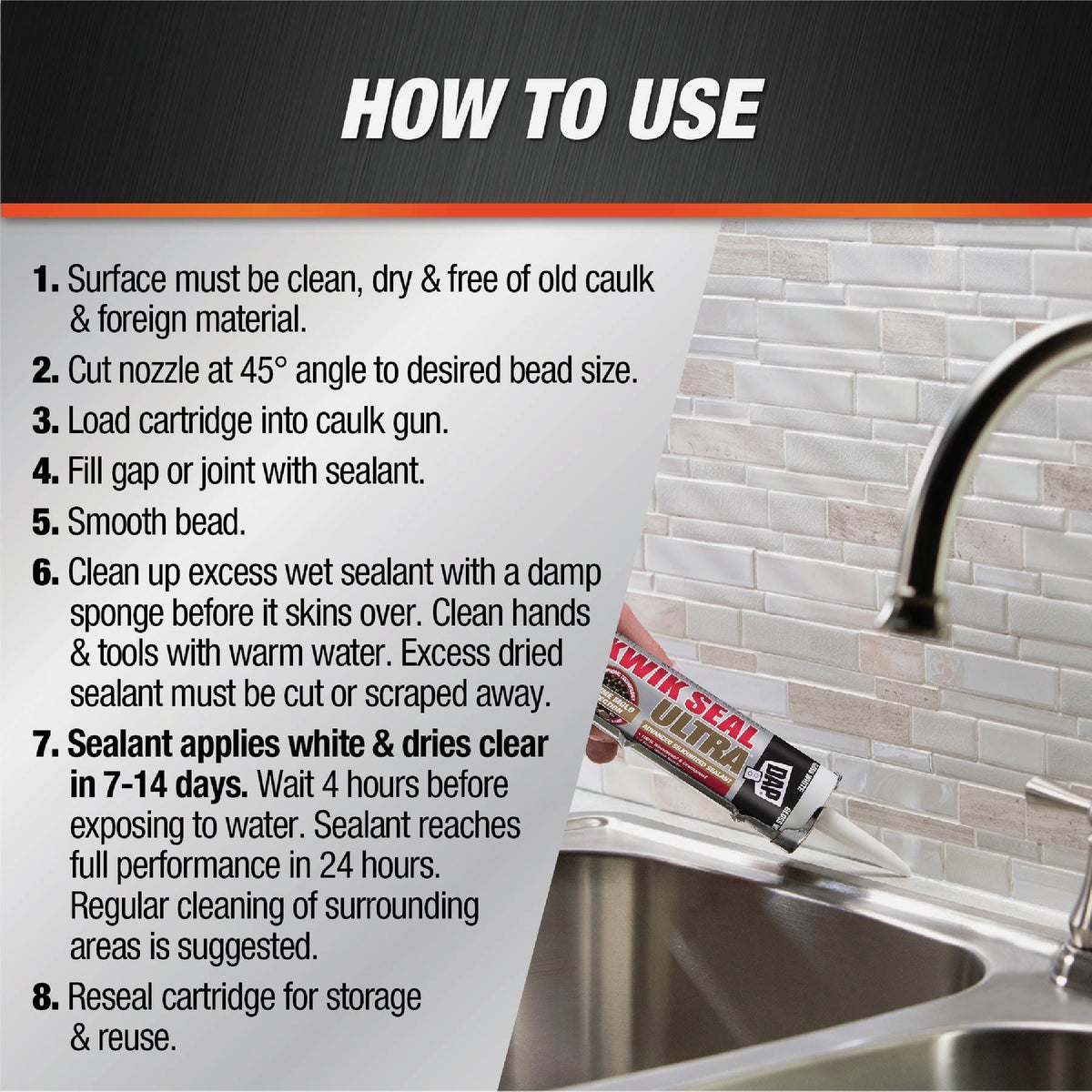 DAP KWIK SEAL ULTRA 10.1 Oz. Clear Kitchen & Bath Silicone Sealant Image 4