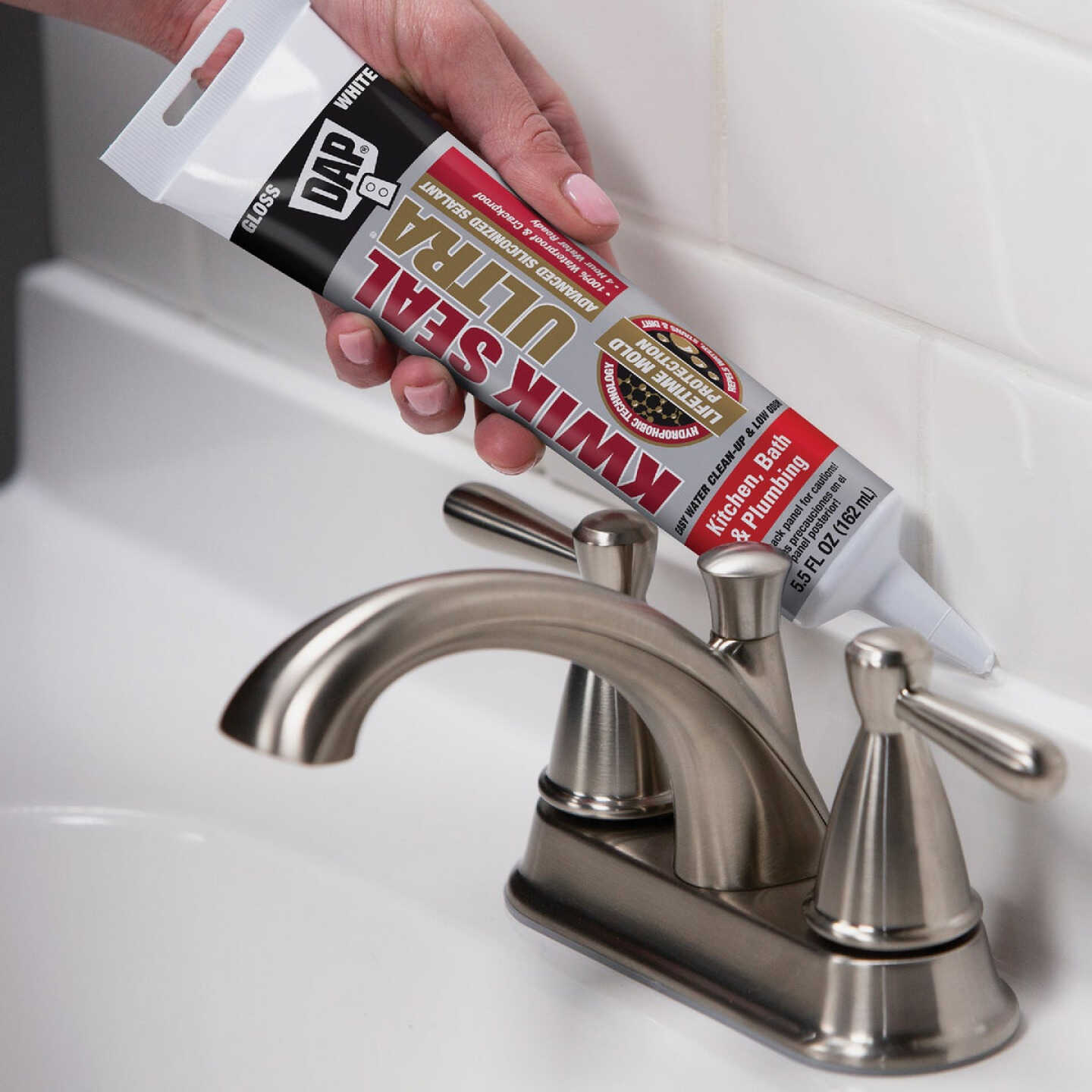 DAP KWIK SEAL ULTRA 5.5 Oz. White Siliconized Kitchen & Bath Sealant Image 7