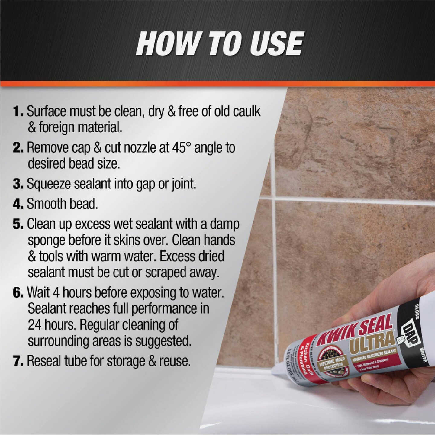 DAP KWIK SEAL ULTRA 5.5 Oz. Biscuit Siliconized Kitchen & Bath Sealant Image 4