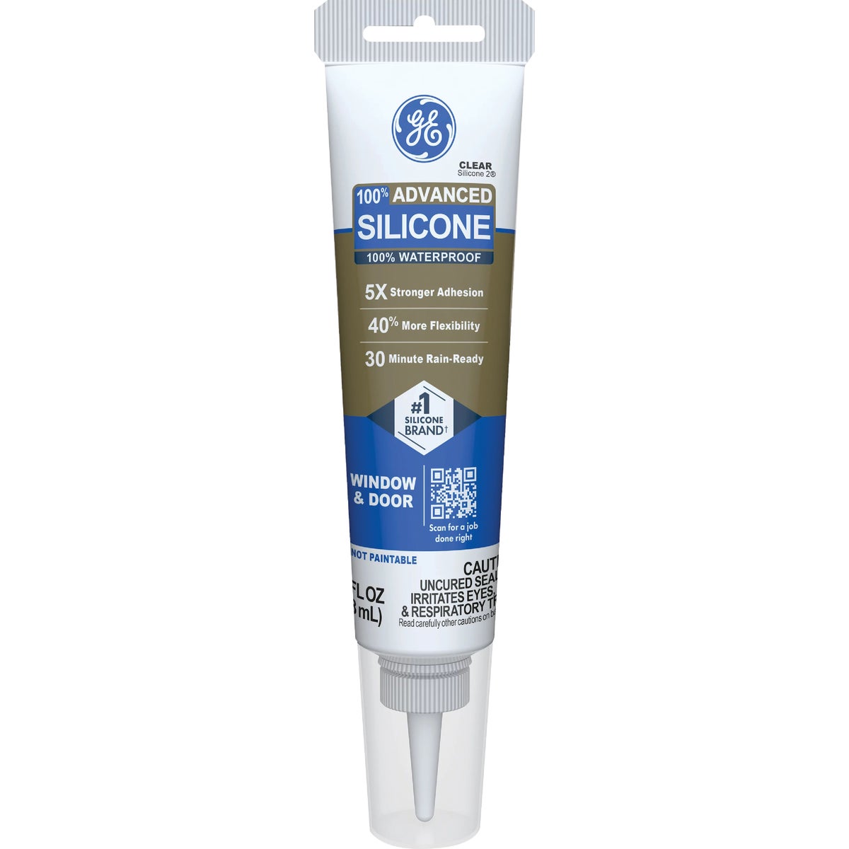 GE Advanced Silicone Window & Door Sealant, Clear, 2.8  Oz. Tube