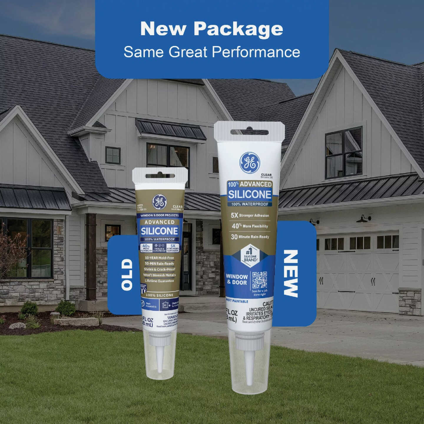 GE Advanced Silicone Window & Door Sealant, White, 2.8 Oz. Tube Image 2