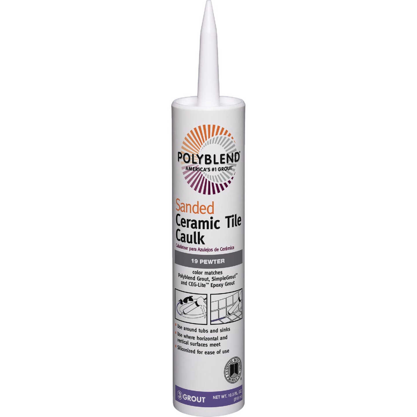 Polyblend 10.5 Oz. #19 Pewter Sanded Ceramic Tile Caulk Image 1