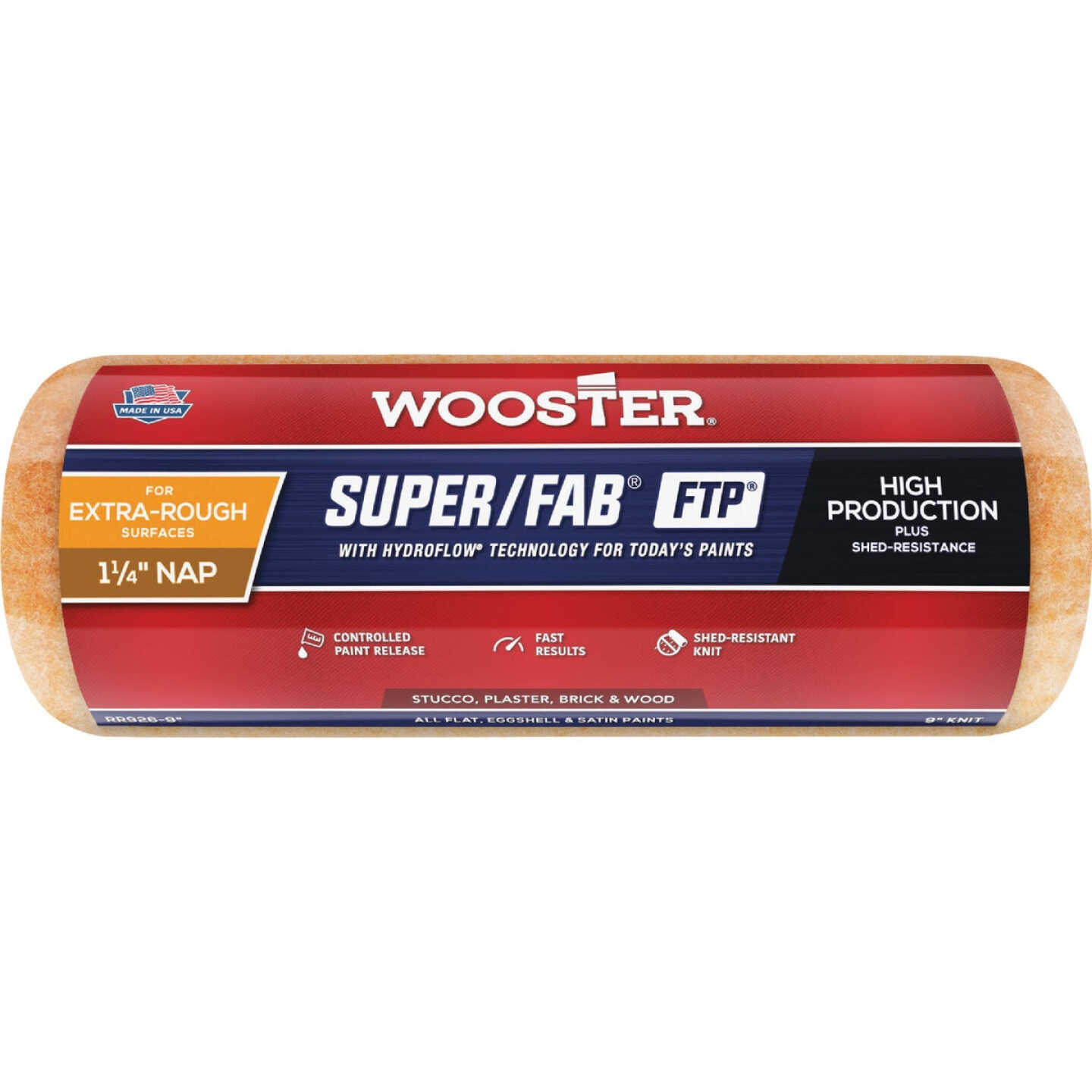 Wooster Super/Fab FTP 9 In. x 1-1/4 In. Knit Fabric Roller Cover Image 1