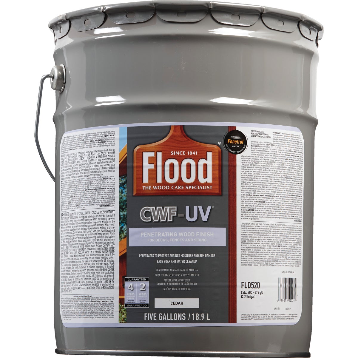 Flood CWF-UV Oil-Modified Fence Deck and Siding Wood Finish, Cedar, 5 Gal. Image 2