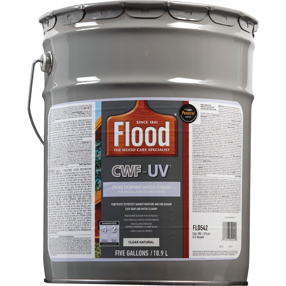 Flood CWF-UV Oil-Modified Fence Deck and Siding Wood Finish, Natural, 5 Gal. Image 2