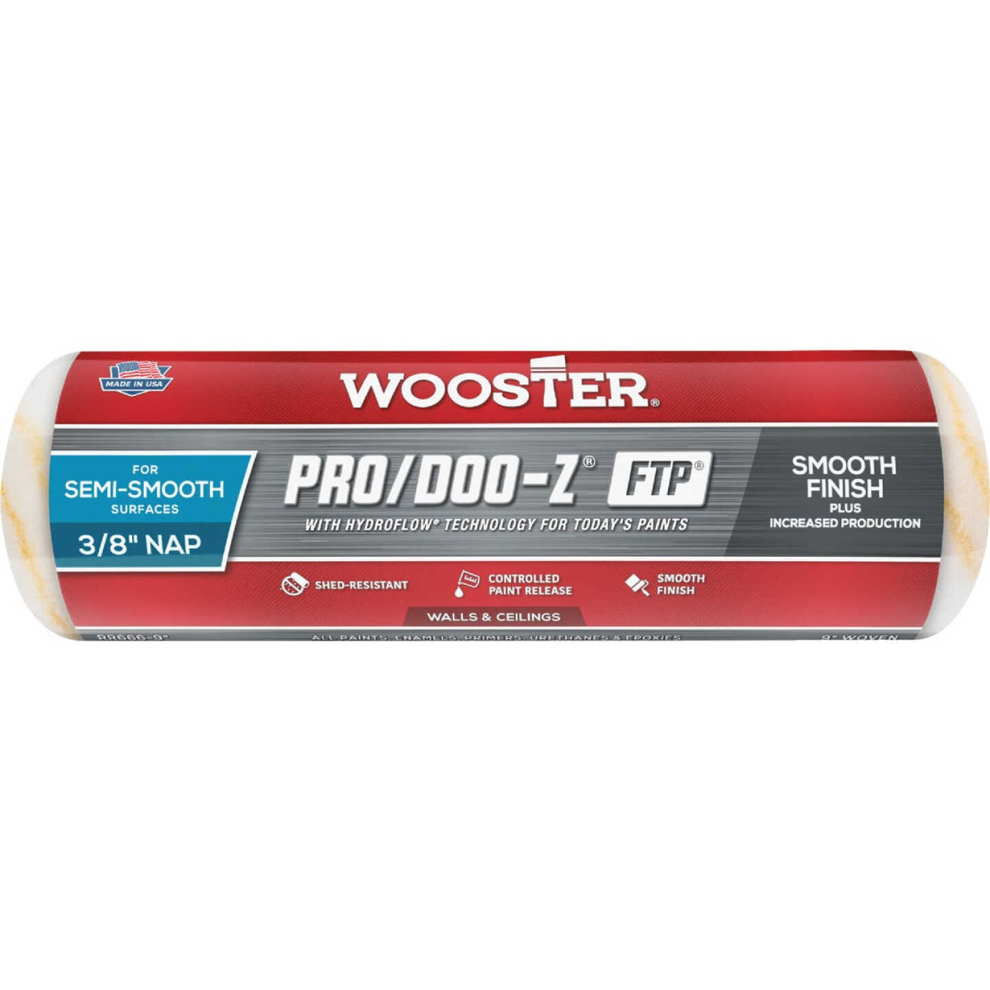 Wooster Pro/Doo-Z FTP 9 In. x 3/8 In. Woven Fabric Roller Cover Image 1