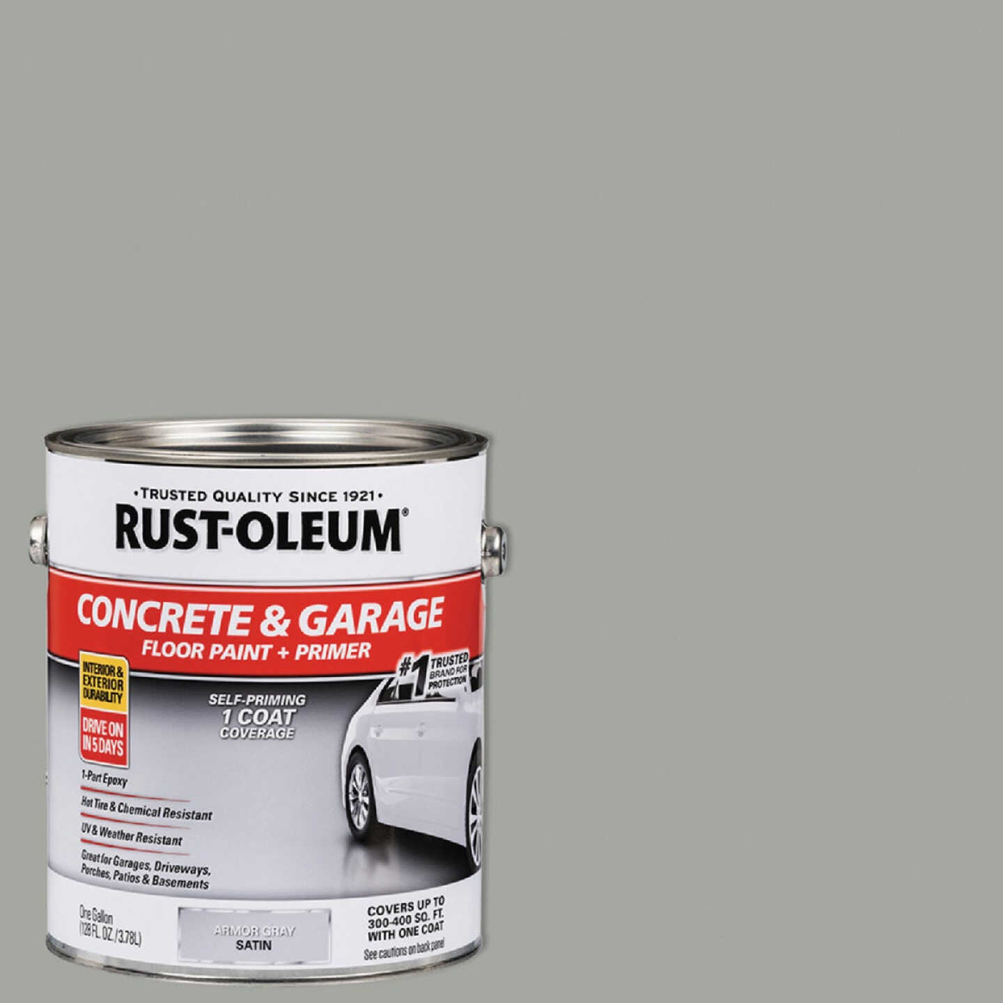 Rust-Oleum Concrete & Garage Floor Paint & Primer, 1 Gal., Armor Gray Image 1