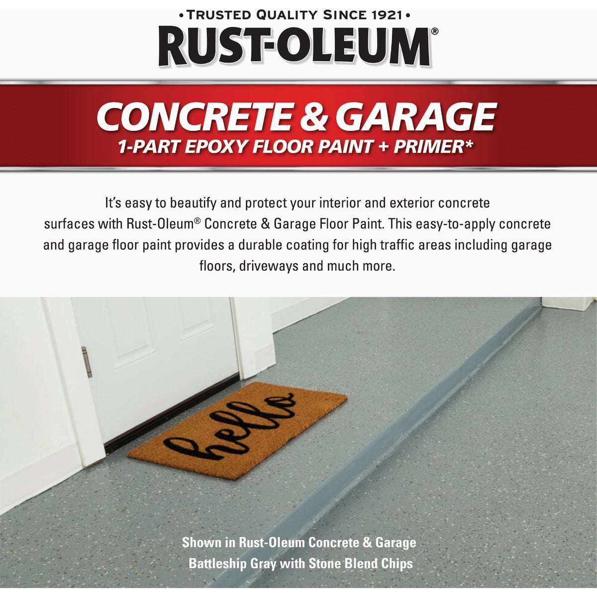 Rust-Oleum Concrete & Garage Floor Paint & Primer, 1 Gal., Tint Base Image 2