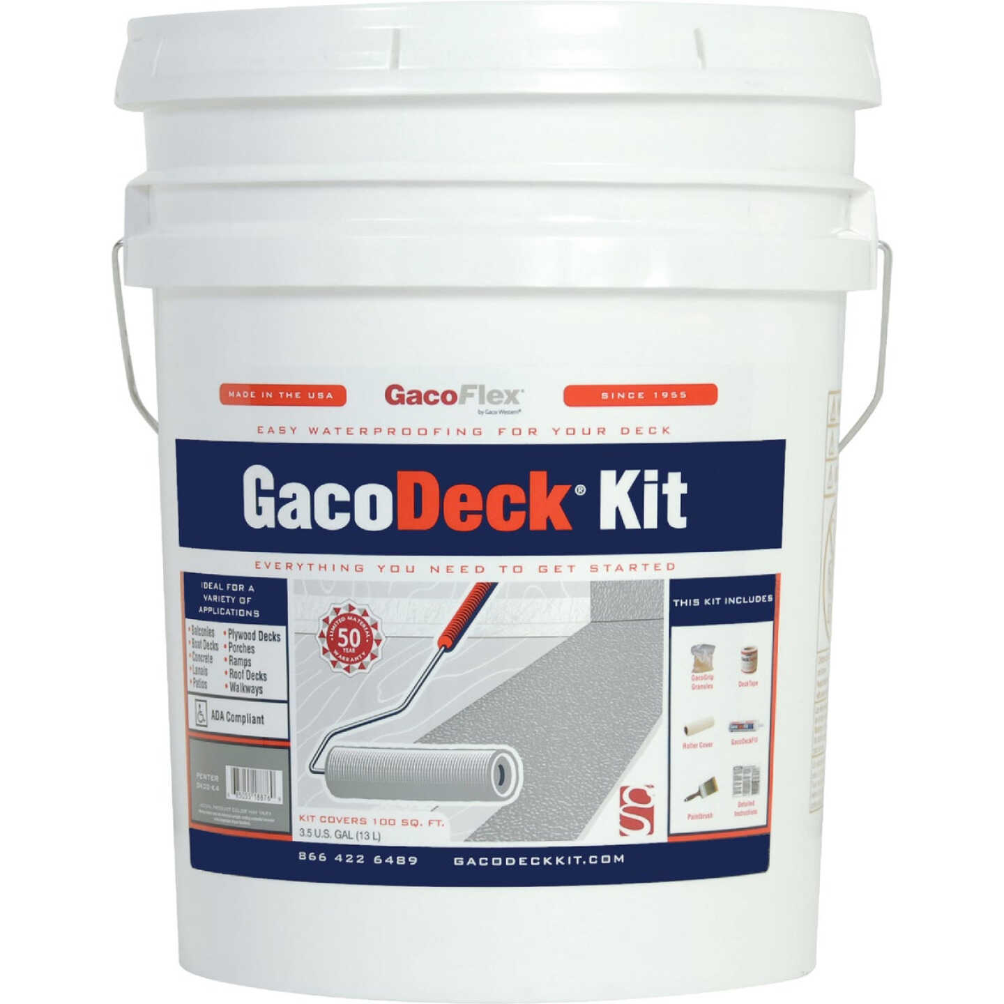 GacoDeck Pewter Elastomeric Deck Coating, 3.5 Gal. Kit Image 1