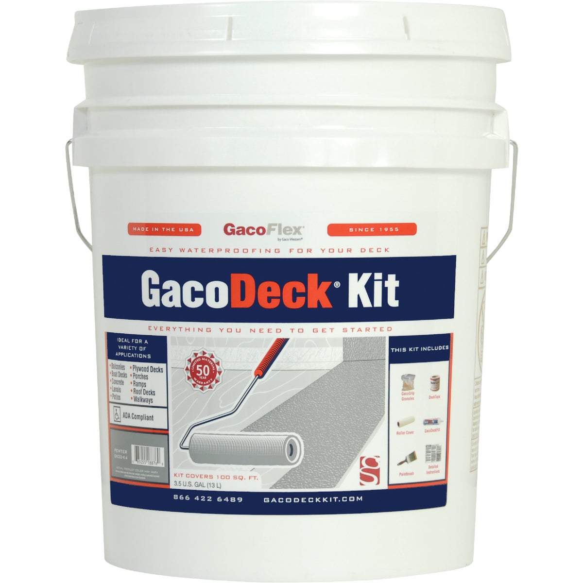 GacoDeck Pewter Elastomeric Deck Coating, 3.5 Gal. Kit Image 3