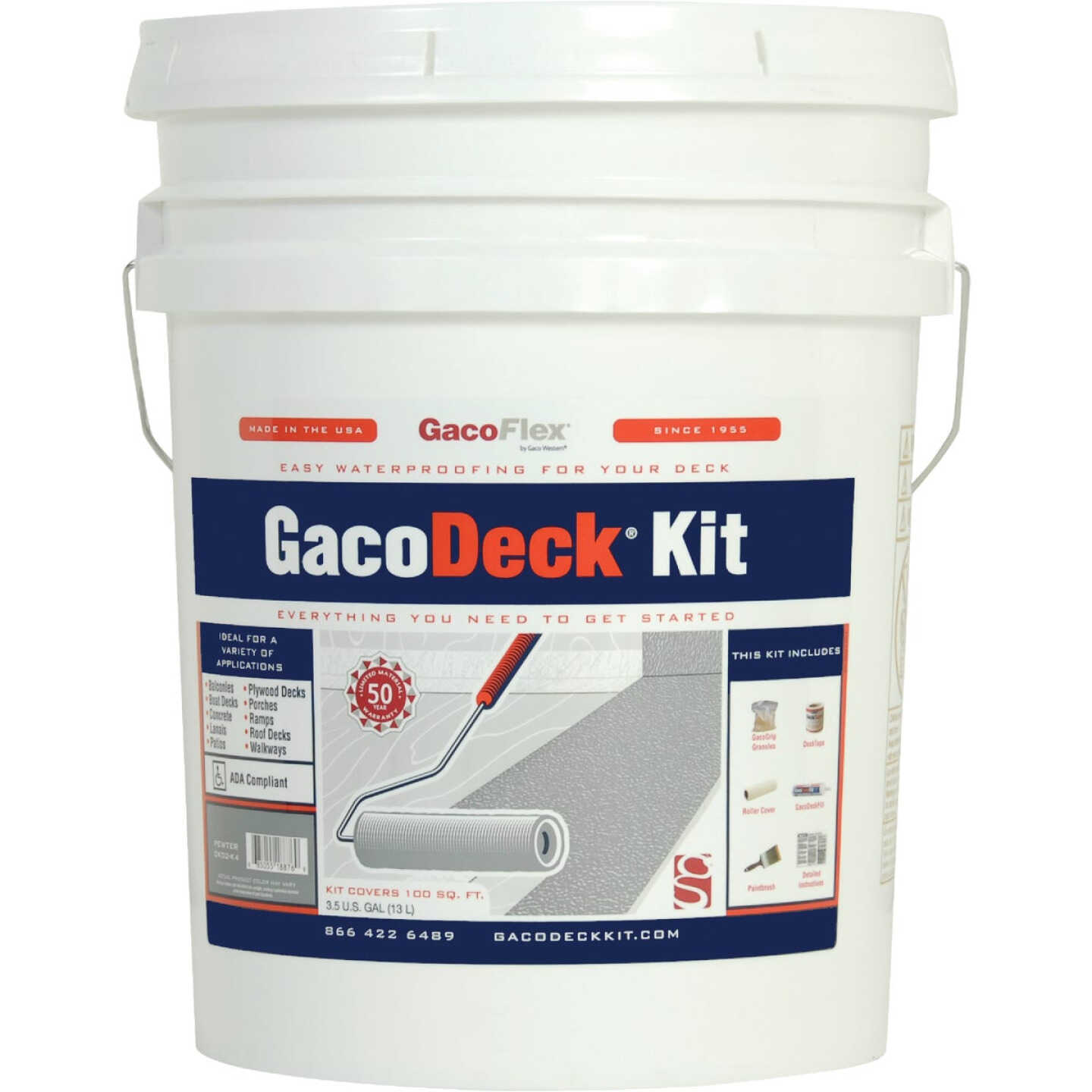 GacoDeck Pewter Elastomeric Deck Coating, 3.5 Gal. Kit Image 3