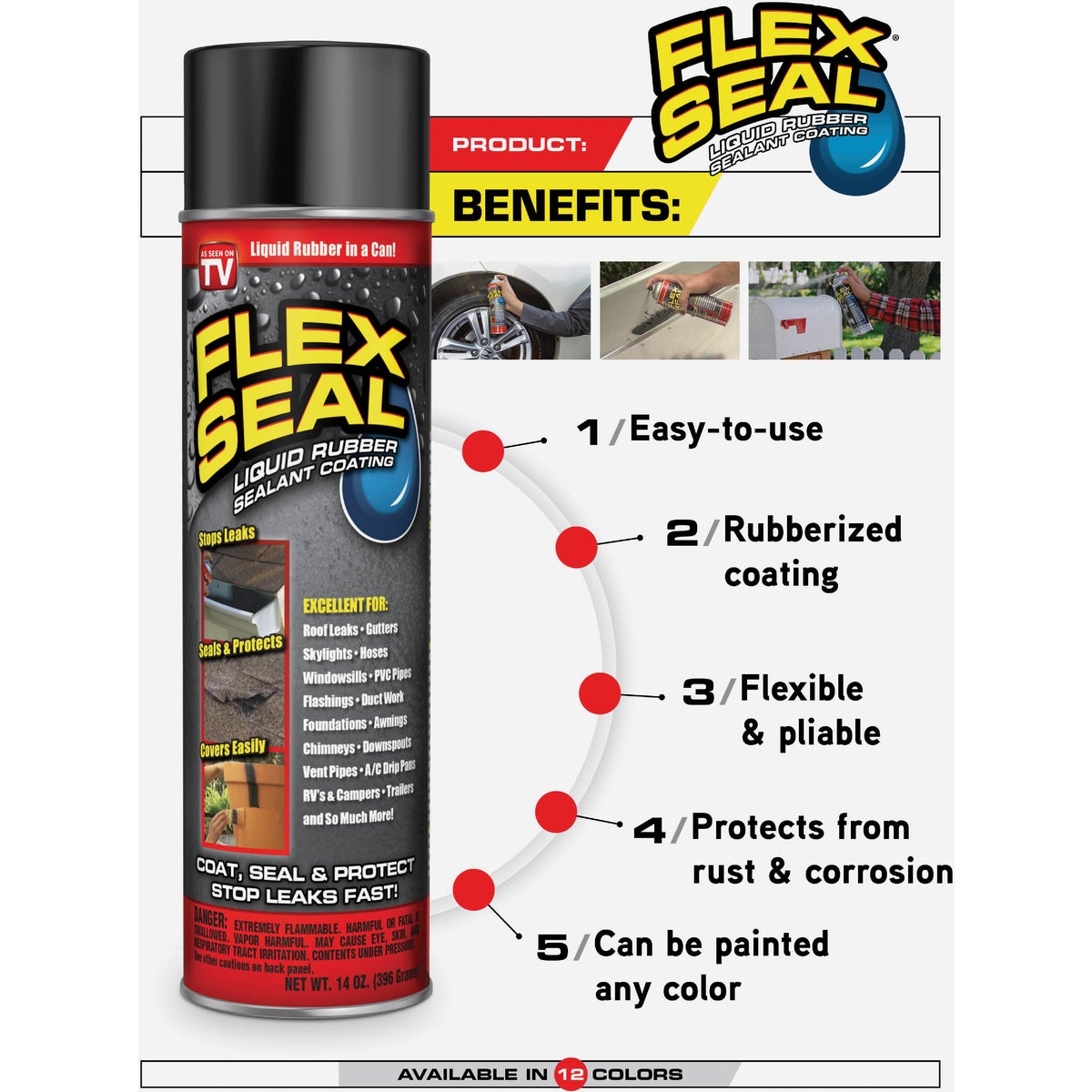 FLEX SEAL 14 Oz. Spray Rubber Sealant, Red Image 4