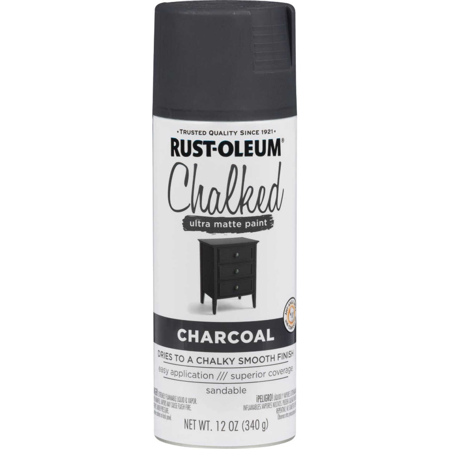 Rust-Oleum Chalked 12 Oz. Ultra Matte Spray Paint, Charcoal Image 8