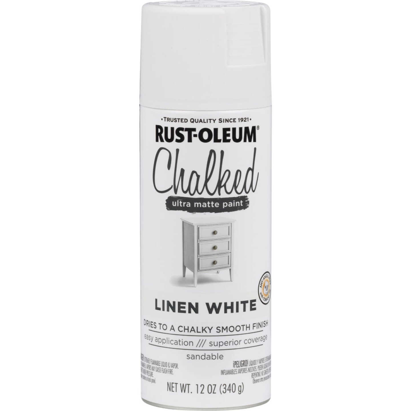 Rust-Oleum Chalked 12 Oz. Ultra Matte Spray Paint, Linen White Image 8