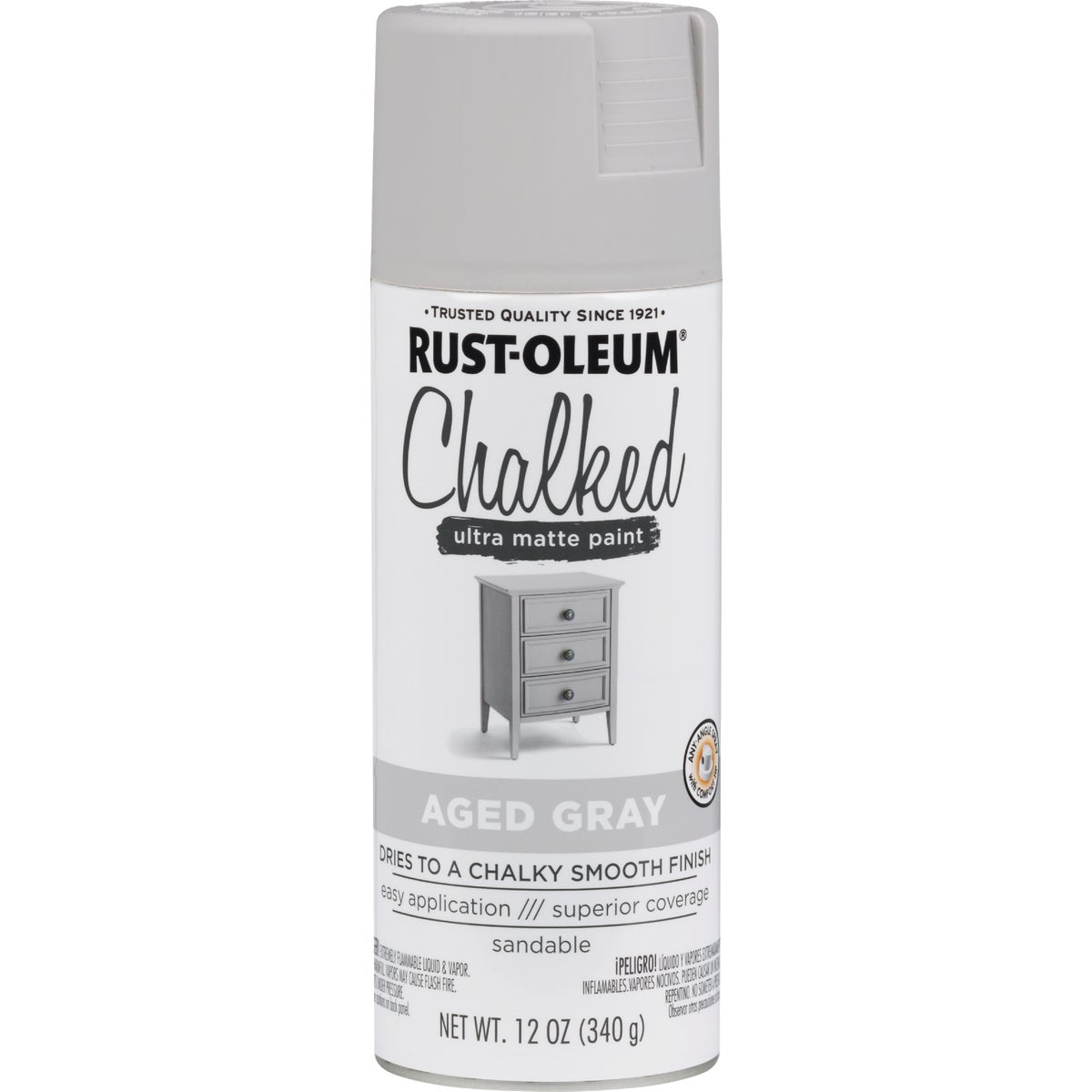 Rust-Oleum Chalked 12 Oz. Ultra Matte Spray Paint, Aged Gray Image 8