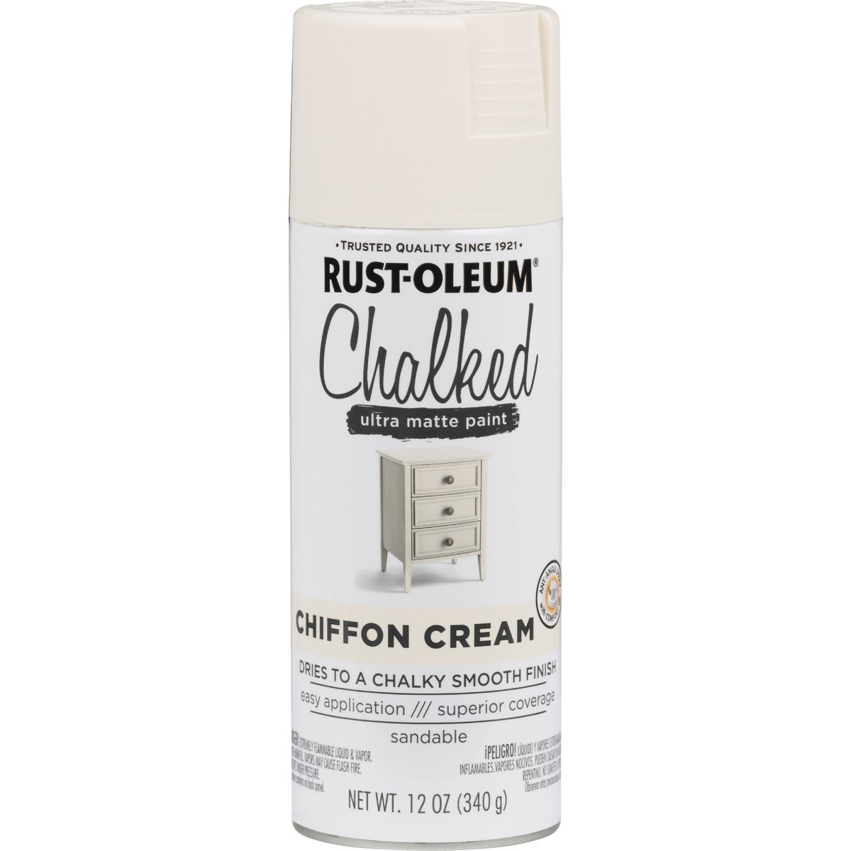 Rust-Oleum Chalked 12 Oz. Ultra Matte Spray Paint, Chiffon Cream Image 8