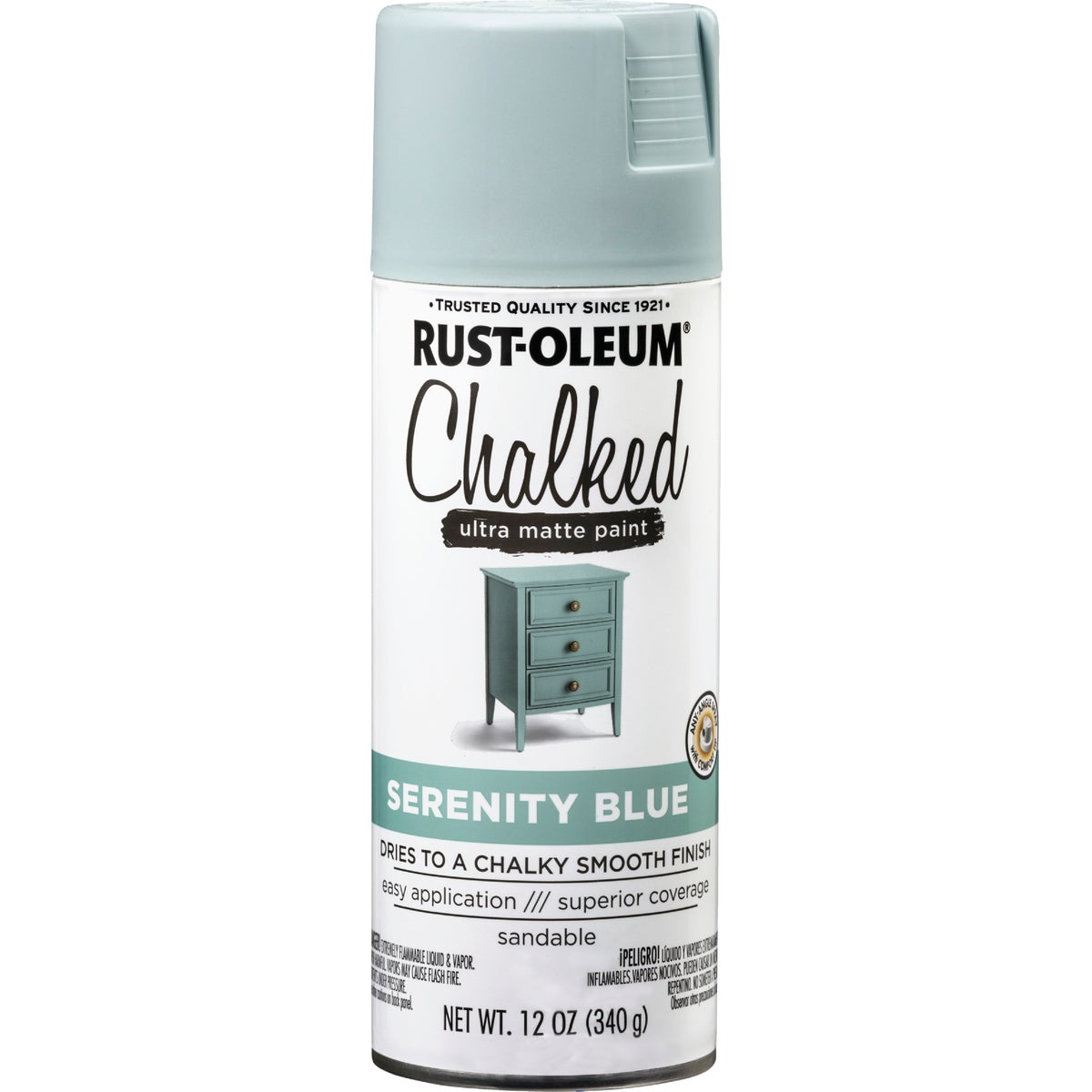 Rust-Oleum Chalked 12 Oz. Ultra Matte Spray Paint, Serenity Blue Image 7