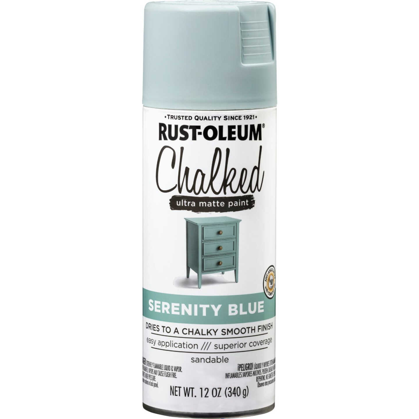 Rust-Oleum Chalked 12 Oz. Ultra Matte Spray Paint, Serenity Blue Image 7