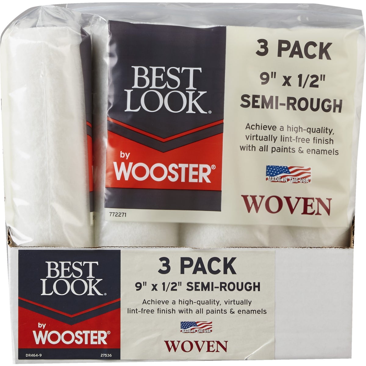 Best Look By Wooster 9 In. x 1/2 In. Premium Woven Fabric Roller Cover (3-Pack) Image 2