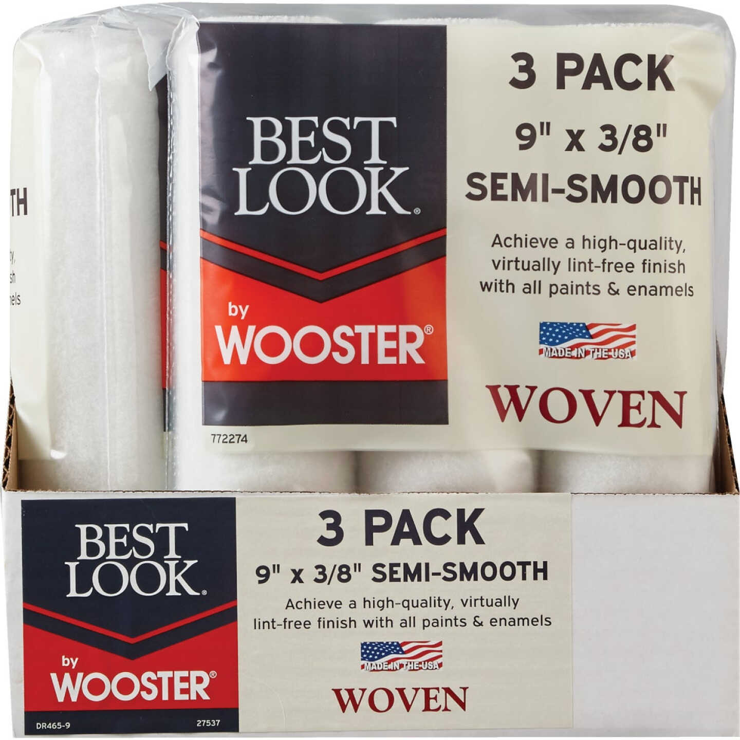 Best Look By Wooster 9 In. x 3/8 In. Woven Fabric Roller Cover (3-Pack) Image 2