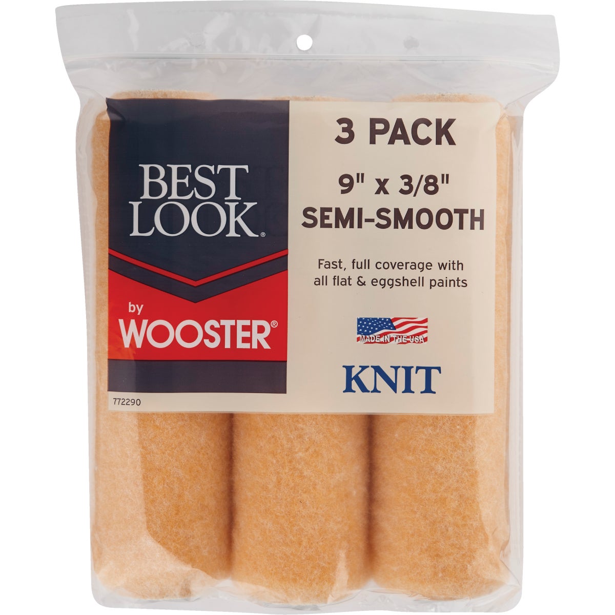 Best Look By Wooster 9 In. x 3/8 In. Knit Fabric Roller Cover (3-Pack) Image 1
