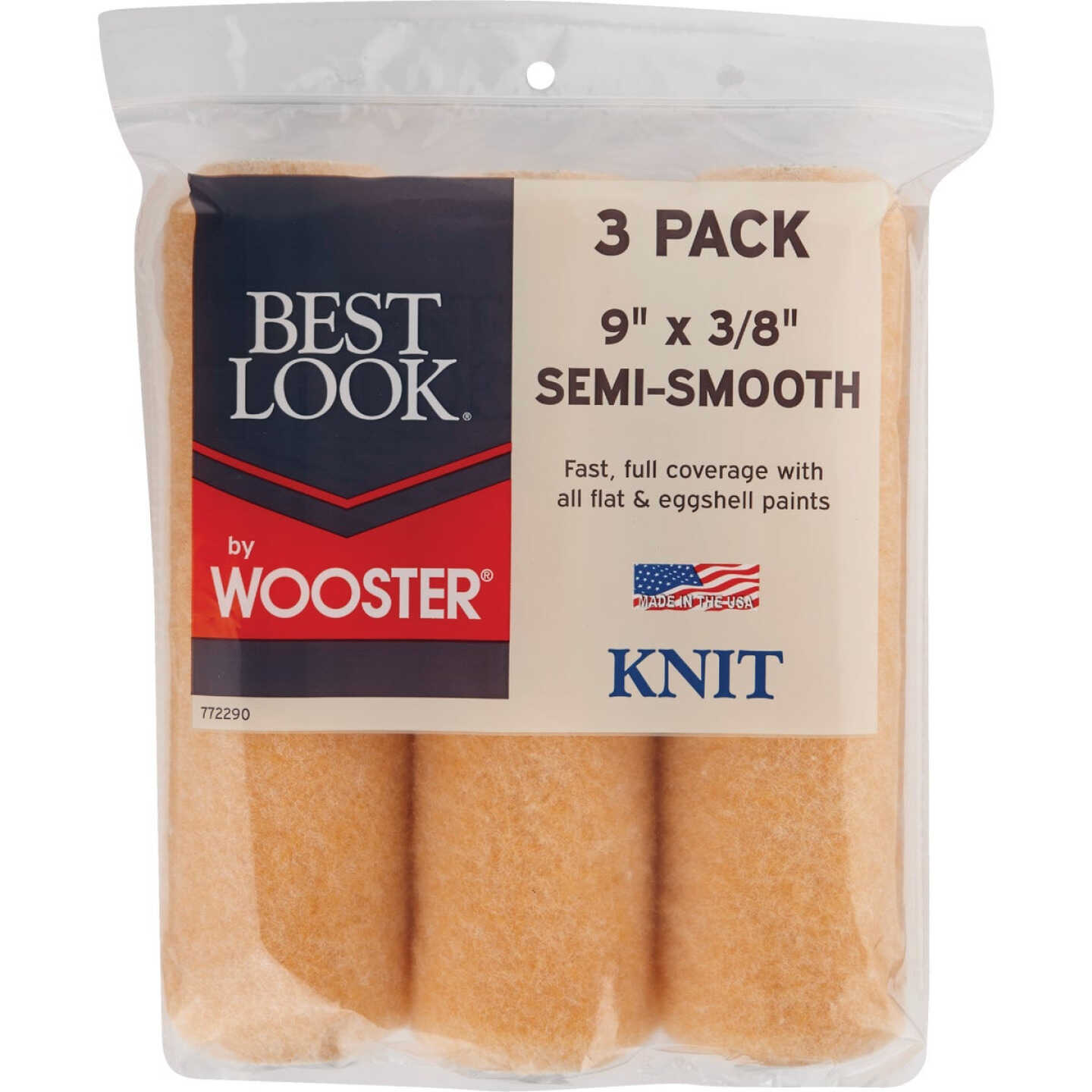 Best Look By Wooster 9 In. x 3/8 In. Knit Fabric Roller Cover (3-Pack) Image 1