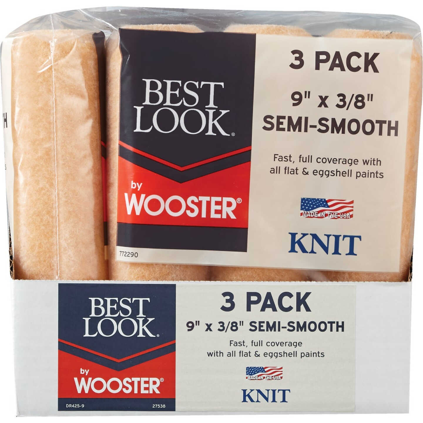 Best Look By Wooster 9 In. x 3/8 In. Knit Fabric Roller Cover (3-Pack) Image 2
