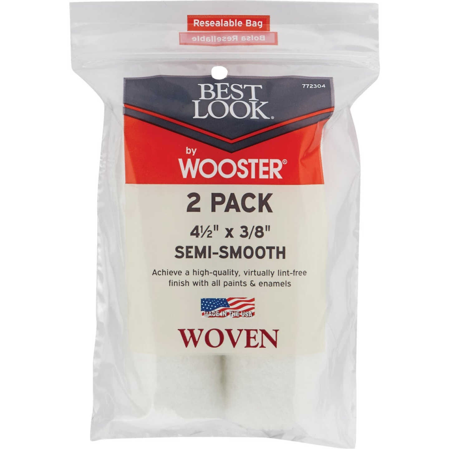 Best Look By Wooster 4-1/2 In. x 3/8 In. Mini Woven Fabric Roller Cover (2-Pack) Image 2