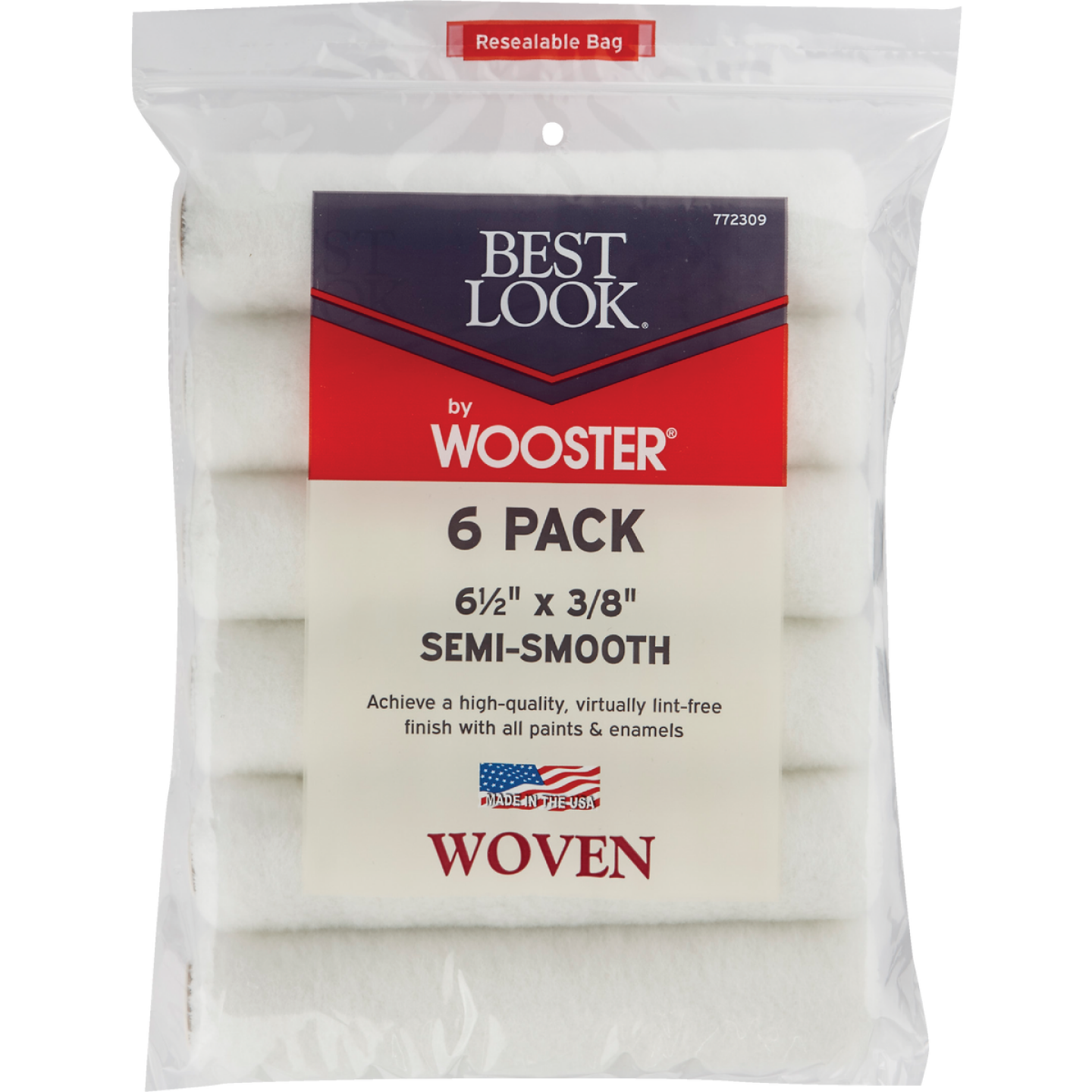 Best Look By Wooster 6-1/2 In. x 3/8 In. Mini Woven Fabric Roller Cover (6-Pack) Image 1
