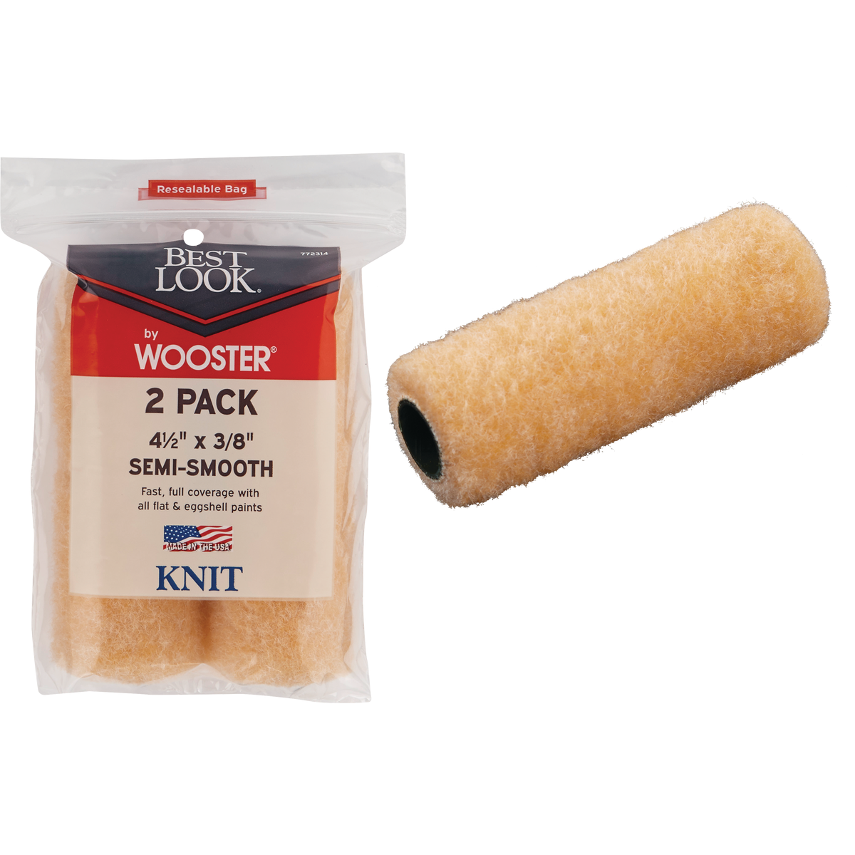 Best Look By Wooster 4-1/2 In. x 3/8 In. Mini Knit Fabric Roller Cover (2-Pack) Image 1