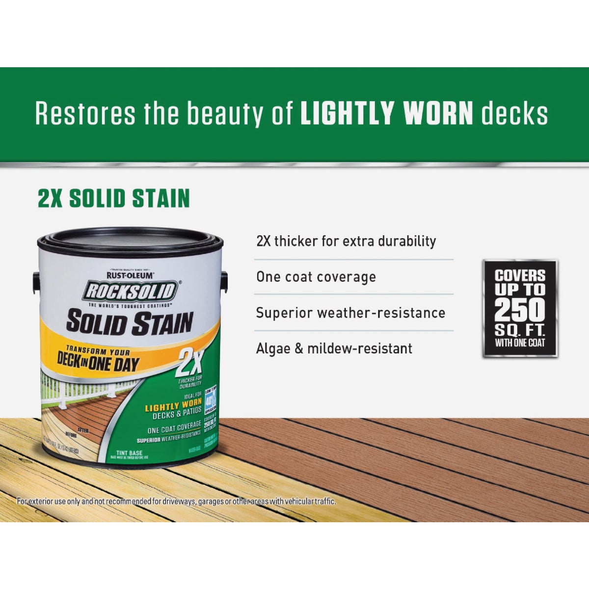 Rust-Oleum RockSolid Tint Base Solid Deck Stain, 1 Gal. Image 2