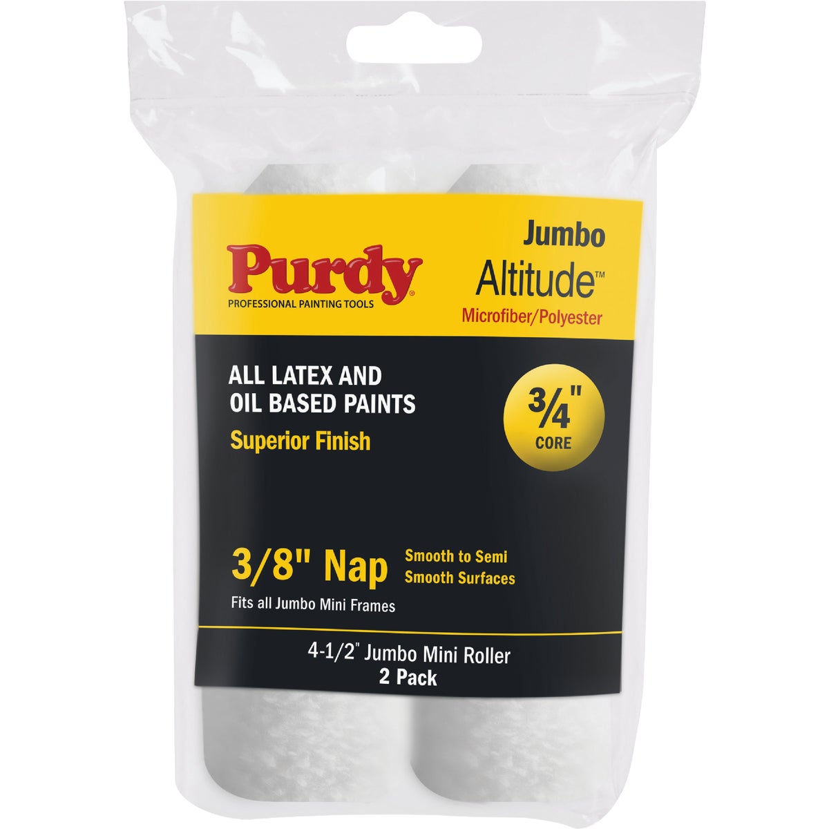 Purdy Altitude 4-1/2 In. x 3/8 In. Jumbo Mini Microfiber Roller Cover (2-Pack)