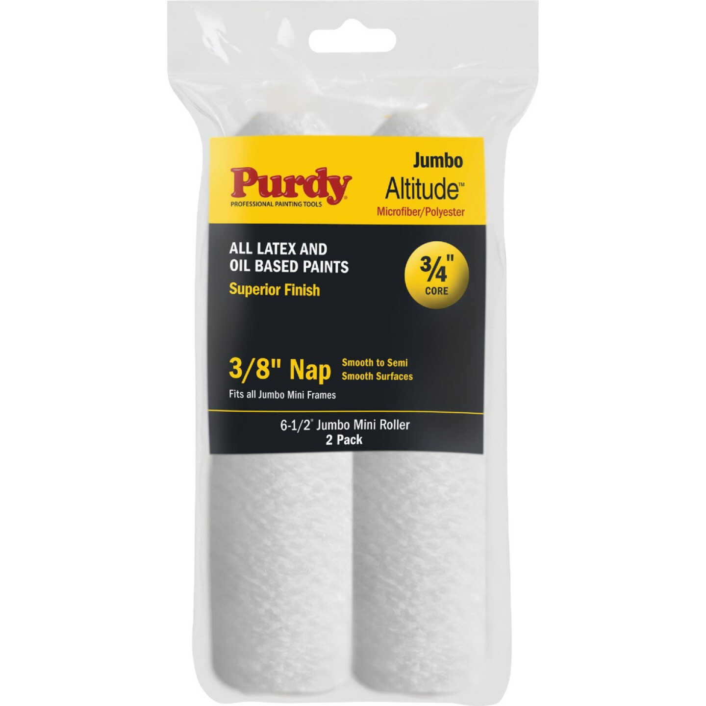 Purdy Altitude 6-1/2 In. x 3/8 In. Jumbo Mini Microfiber Roller Cover (2-Pack) Image 1