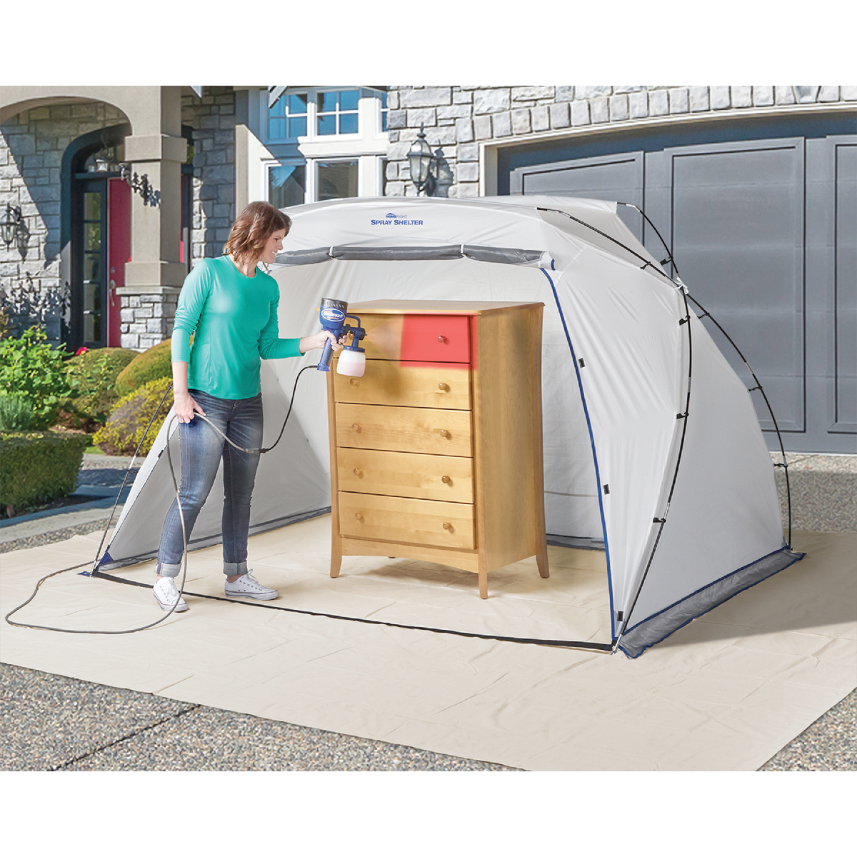 Wagner 9 Ft. W x 5.5 Ft. H x 6 Ft. D Large Portable Spray Shelter Image 7